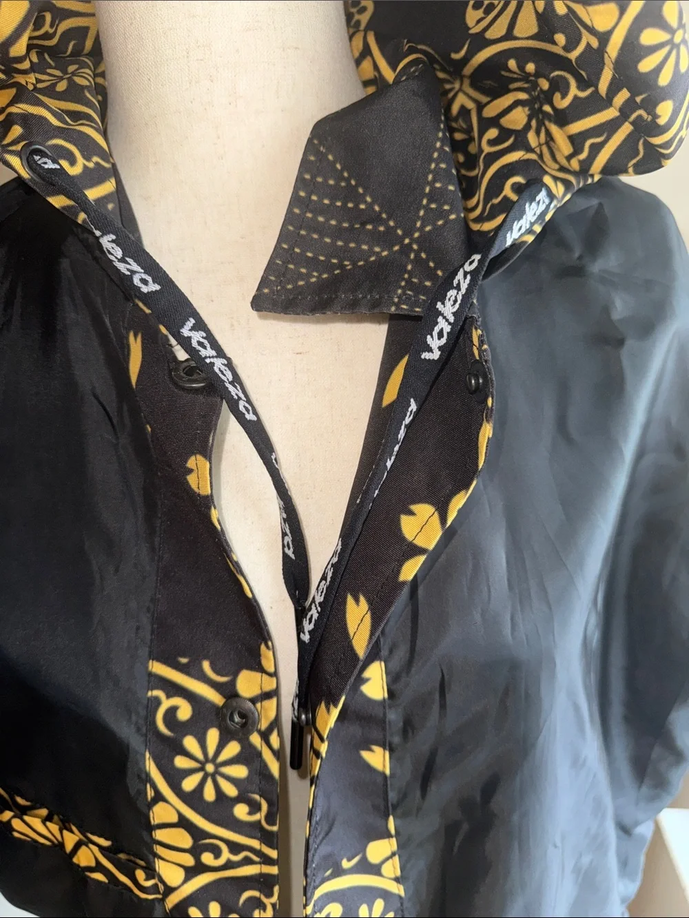 Unisex Black & Gold Patterned Hooded Jacket